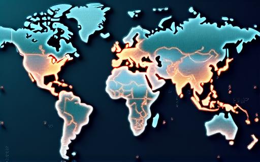 A global map with highlighted trade routes and sourcing locations for minerals.