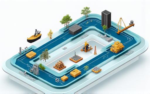 A flowchart illustrating an optimized logistics and supply chain process for raw materials.